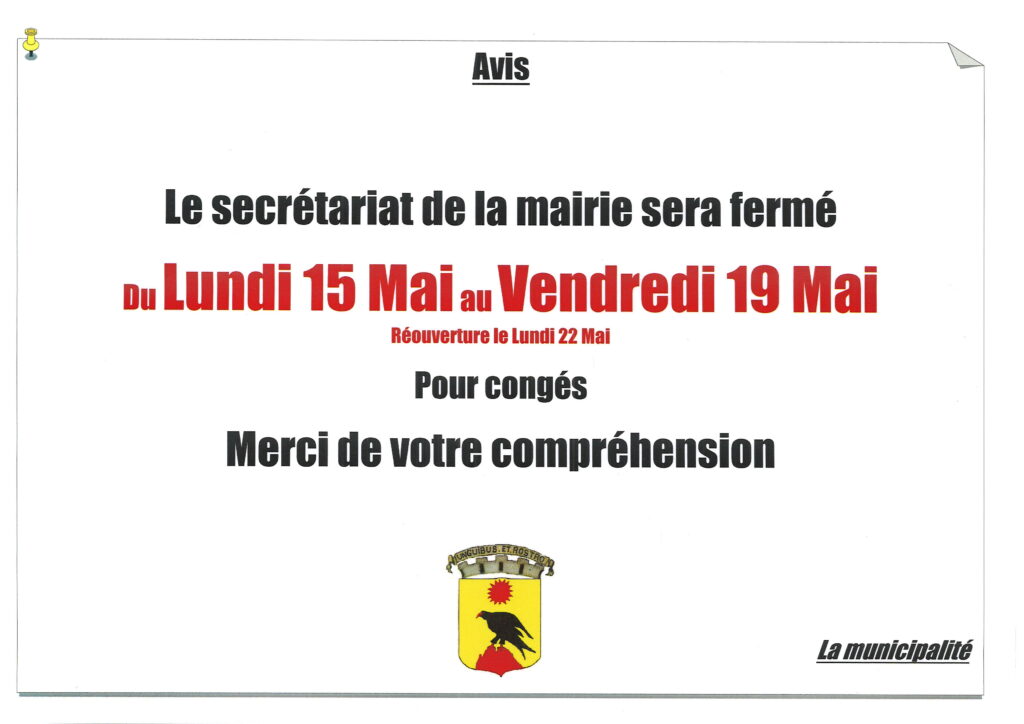 Fermeture du secrétariat
