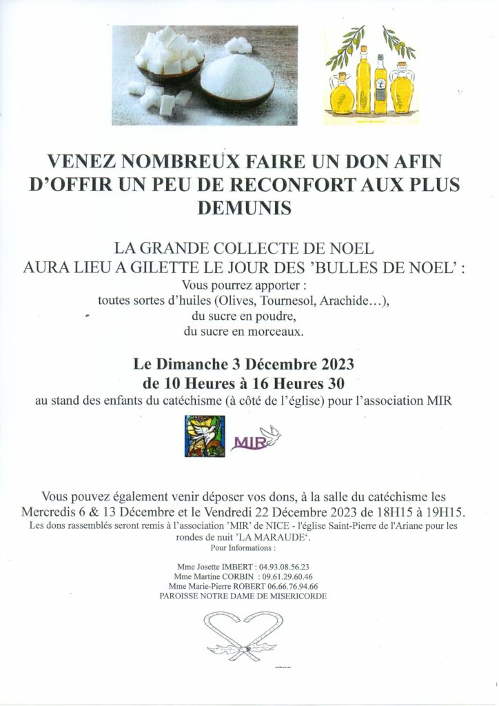 Grande collecte de Noël @ Stand des enfants du catéchisme, à côté de l'église