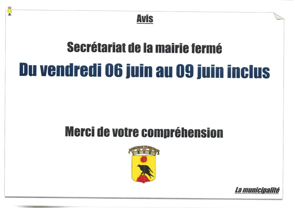 FERMETURE DE LA MAIRIE