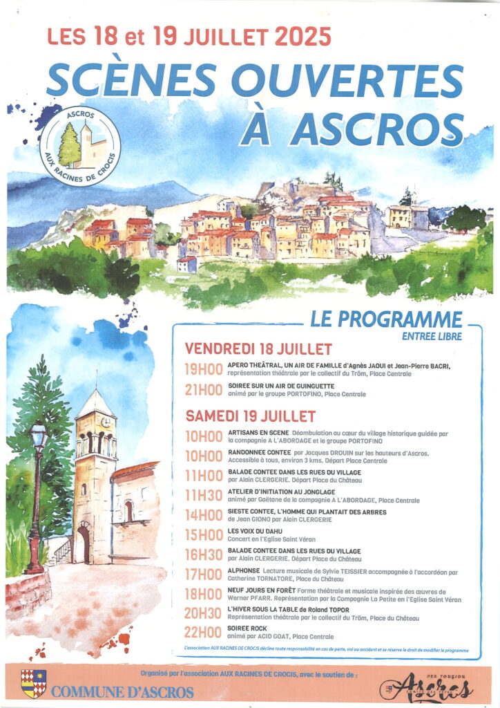 Scène ouvertes à Ascors le 18 et 19 Juillet