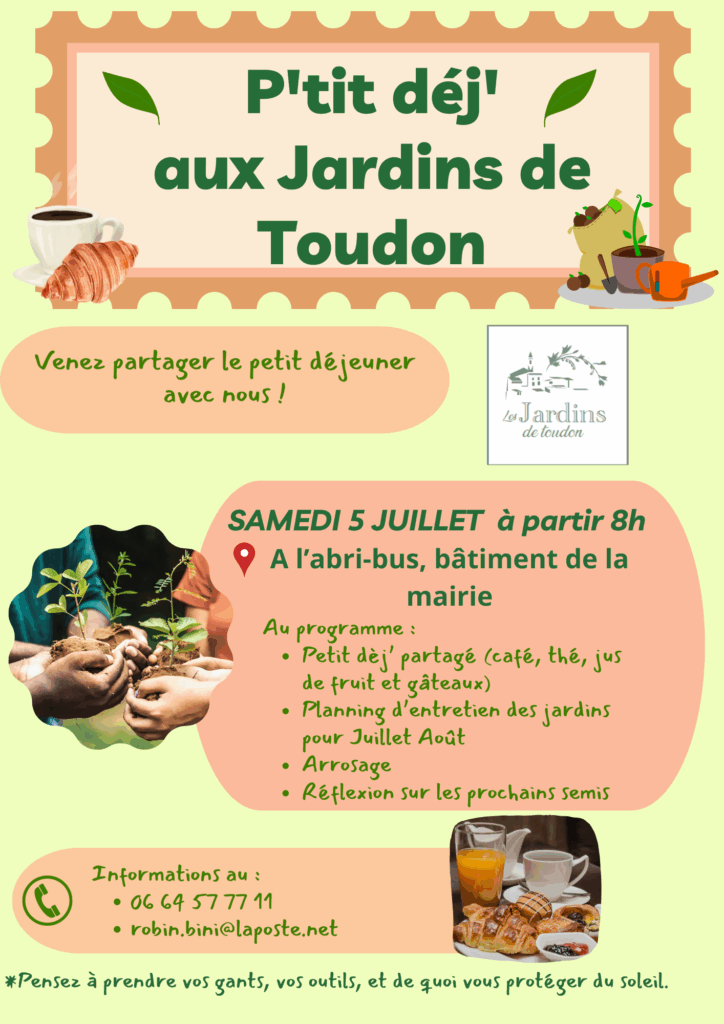 Petit déjeuner partagé samedi 5 Juillet a partir de 8h